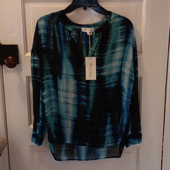 Vince Camuto XS blue black blouse nwt - Picture 1 of 3